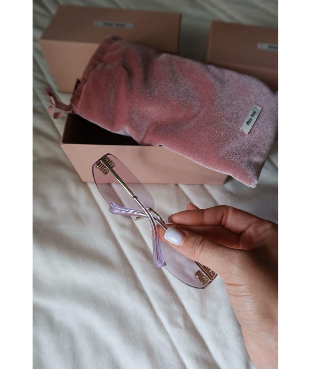 MIU MIU Розовые металлические солнцезащитные очки, фото 4