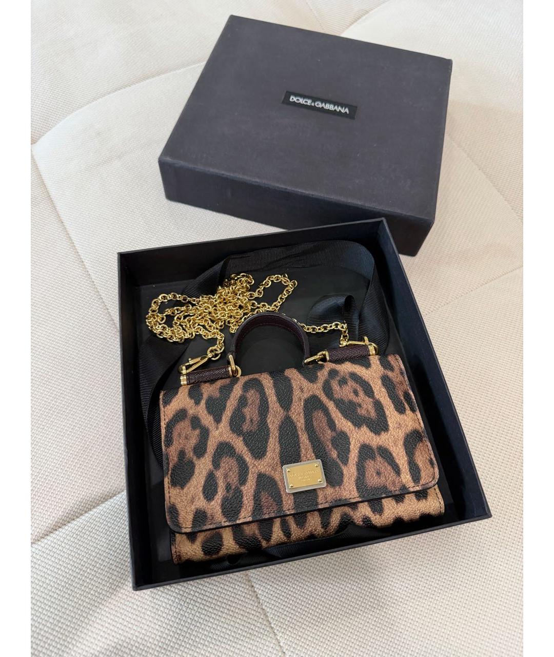 DOLCE&GABBANA Коричневая кожаная сумка через плечо, фото 7