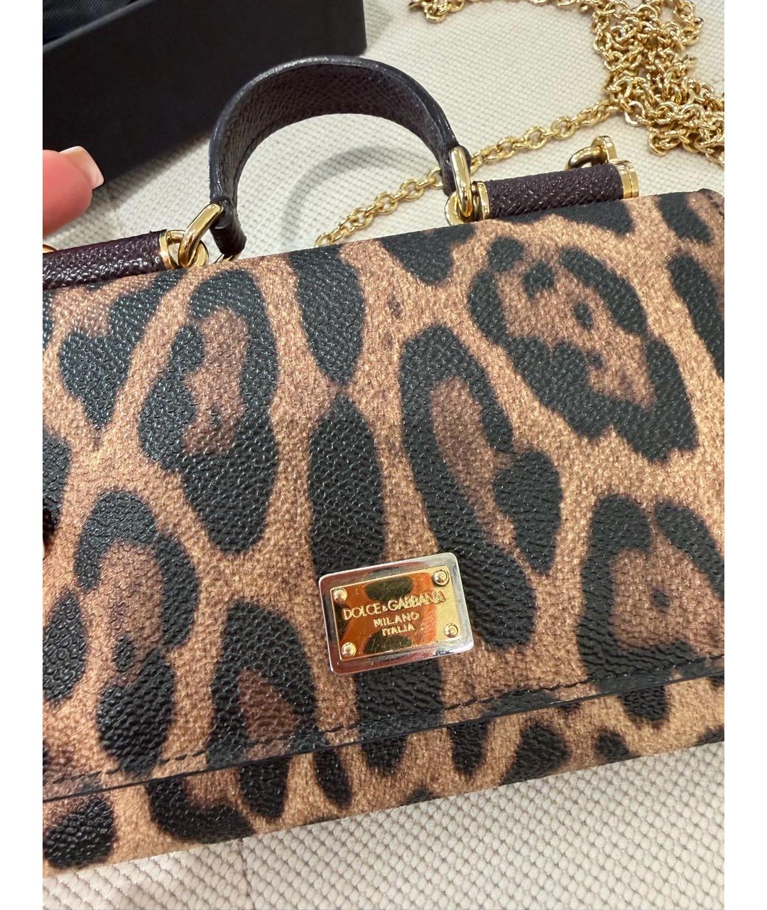 DOLCE&GABBANA Коричневая кожаная сумка через плечо, фото 2