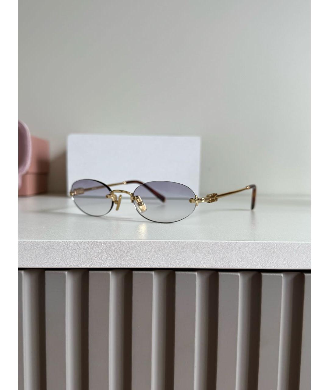 MIU MIU Синие металлические солнцезащитные очки, фото 3