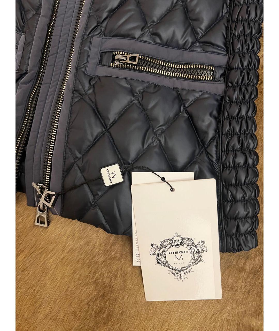 DIEGO M Темно-синяя полиэстеровая куртка, фото 4