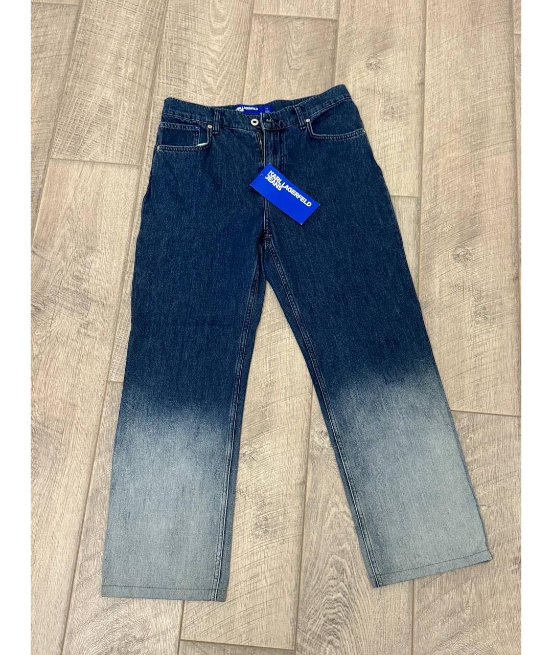 KARL LAGERFELD Синие хлопковые прямые джинсы, фото 3