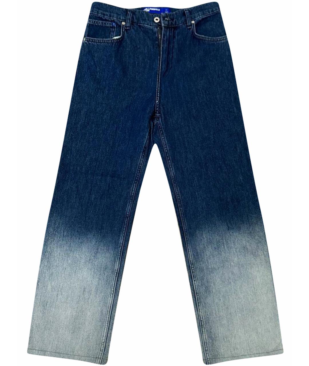 KARL LAGERFELD Синие хлопковые прямые джинсы, фото 1