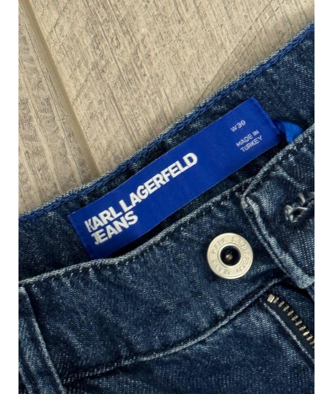 KARL LAGERFELD Синие хлопковые прямые джинсы, фото 2