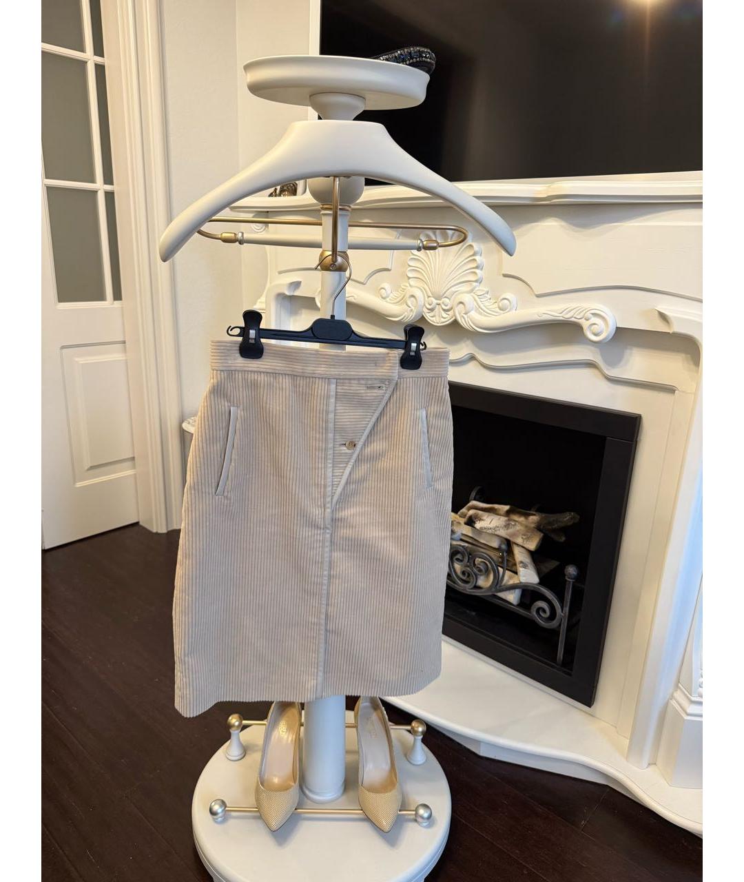 MAX MARA Белая велюровая юбка миди, фото 2