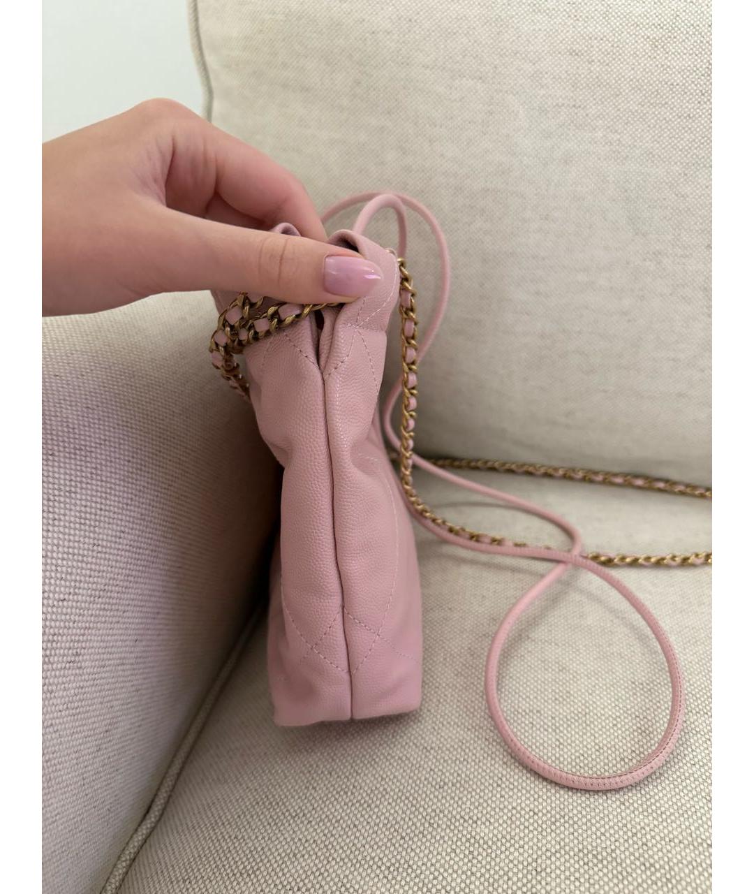 CHANEL Розовая кожаная сумка через плечо, фото 6