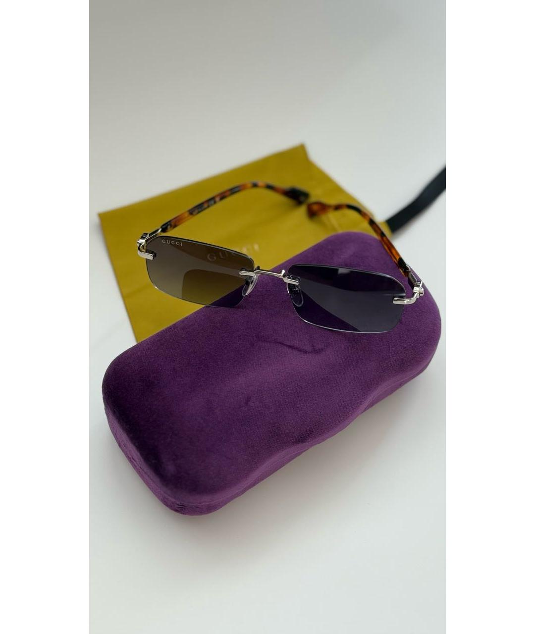 GUCCI Синие металлические солнцезащитные очки, фото 2