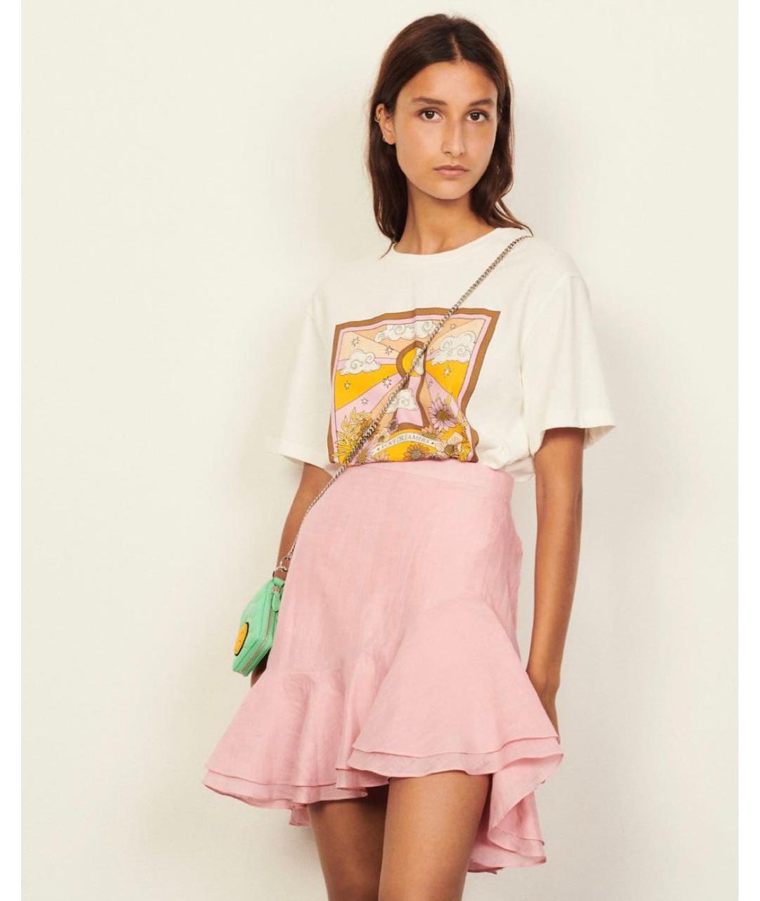 SANDRO Розовая льняная юбка мини, фото 3