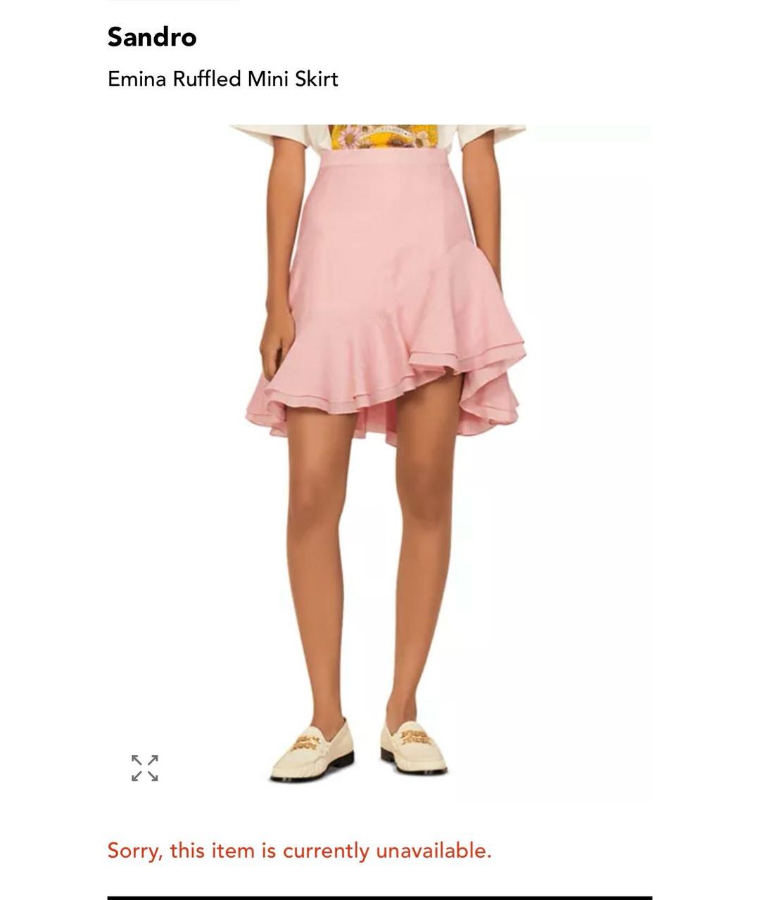 SANDRO Розовая льняная юбка мини, фото 5