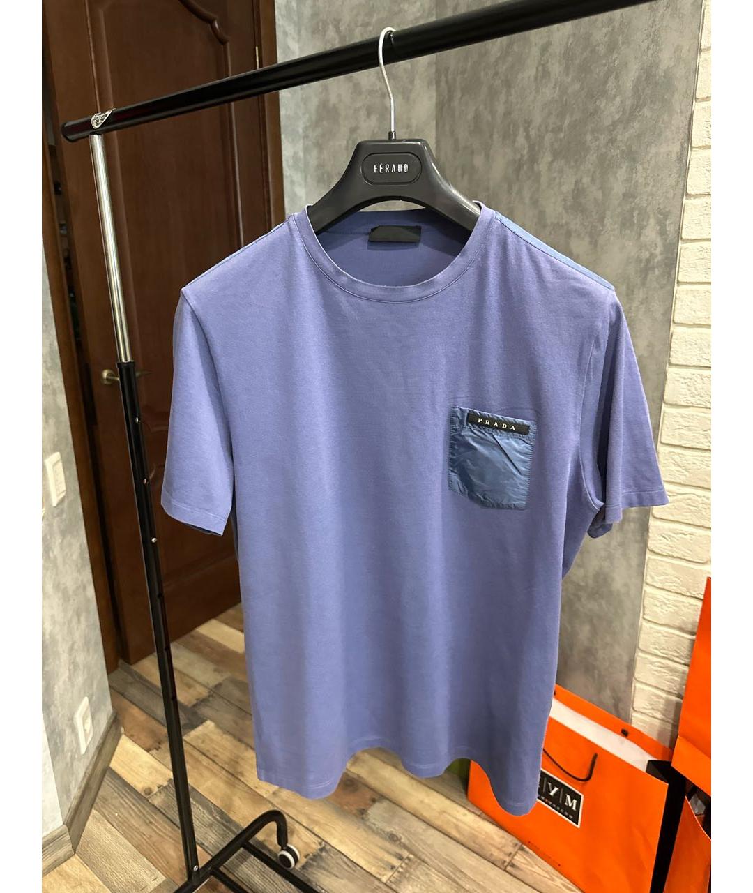 PRADA Синяя хлопковая футболка, фото 2