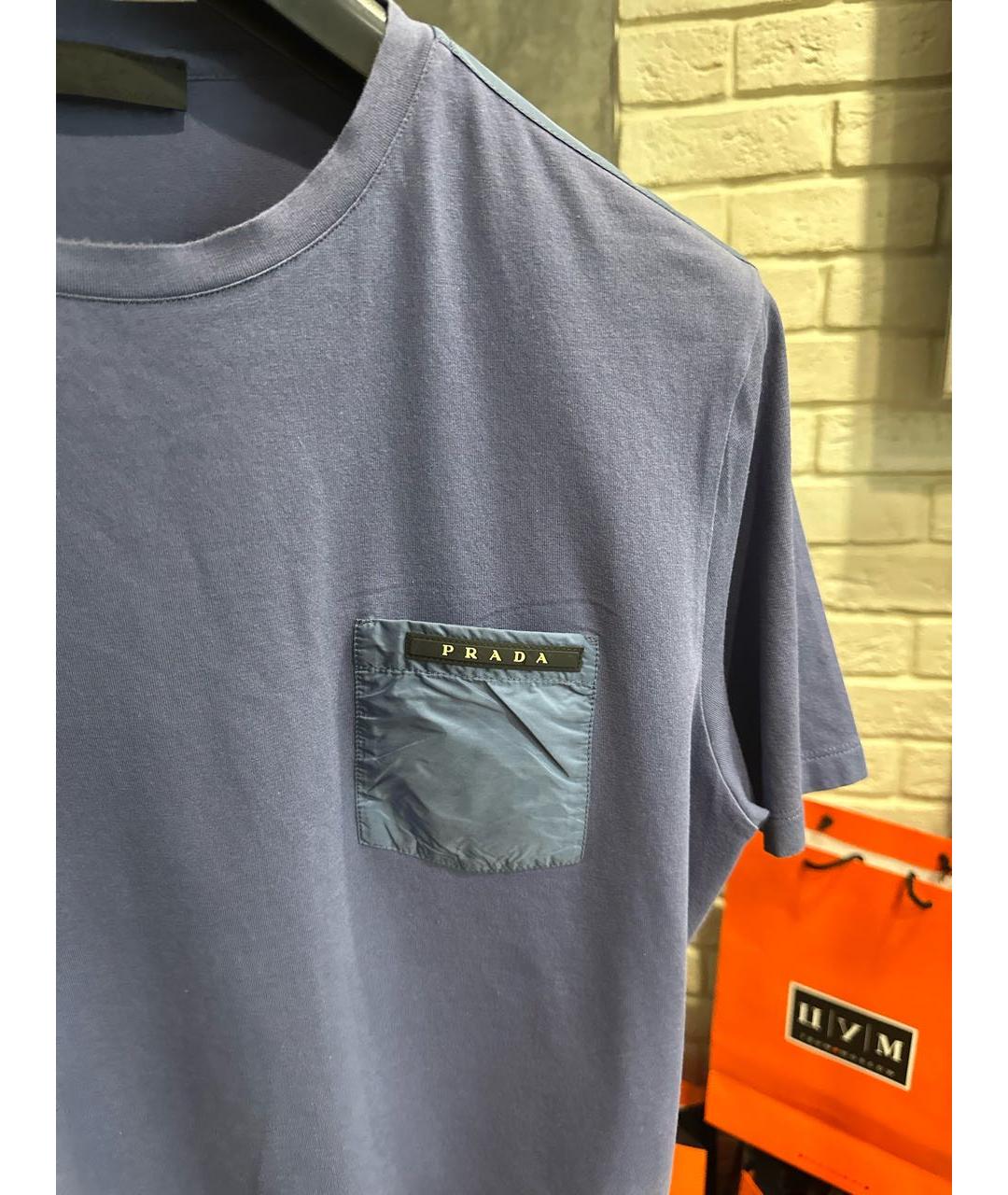 PRADA Синяя хлопковая футболка, фото 5