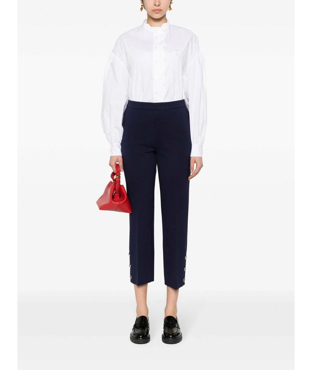 TWIN-SET Темно-синие вискозные прямые брюки, фото 2