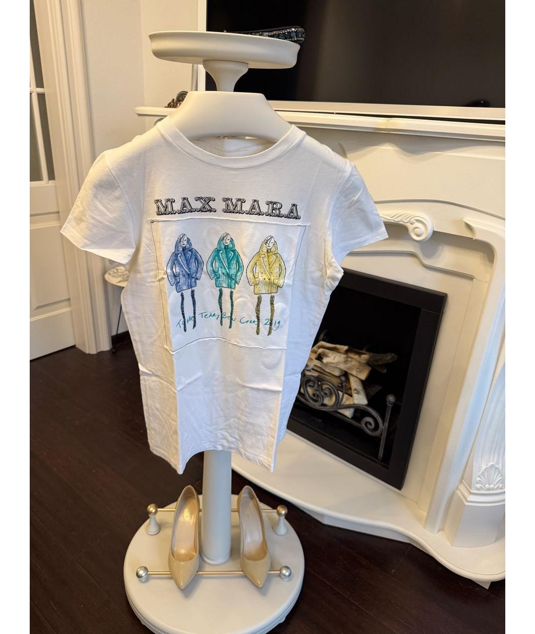 MAX MARA Белая хлопковая футболка, фото 3