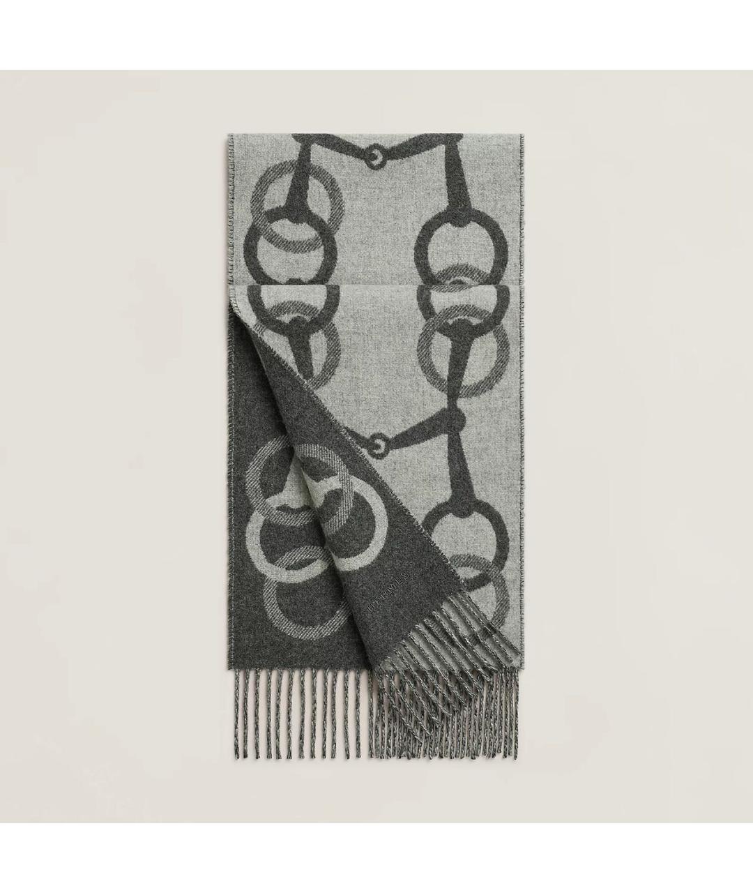 HERMES Серый кашемировый шарф, фото 4