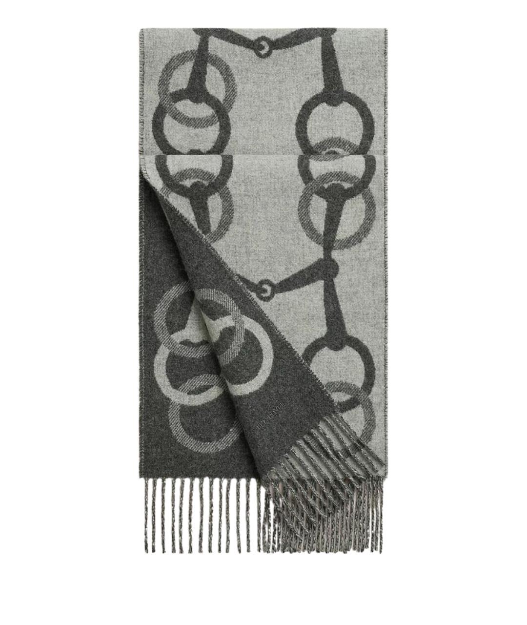 HERMES Серый кашемировый шарф, фото 1