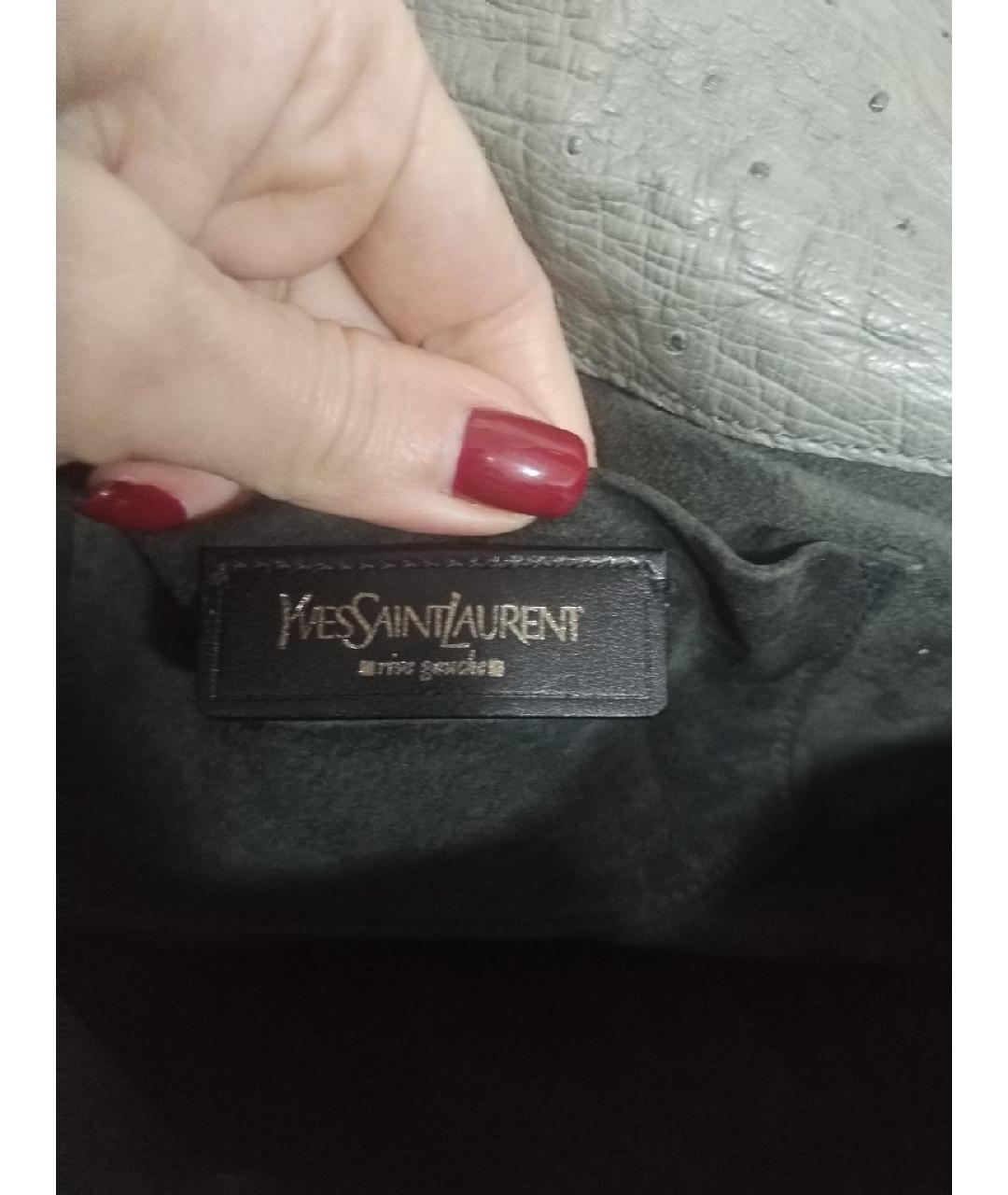 YVES SAINT LAURENT BEAUTY Серая кожаная сумка через плечо, фото 6