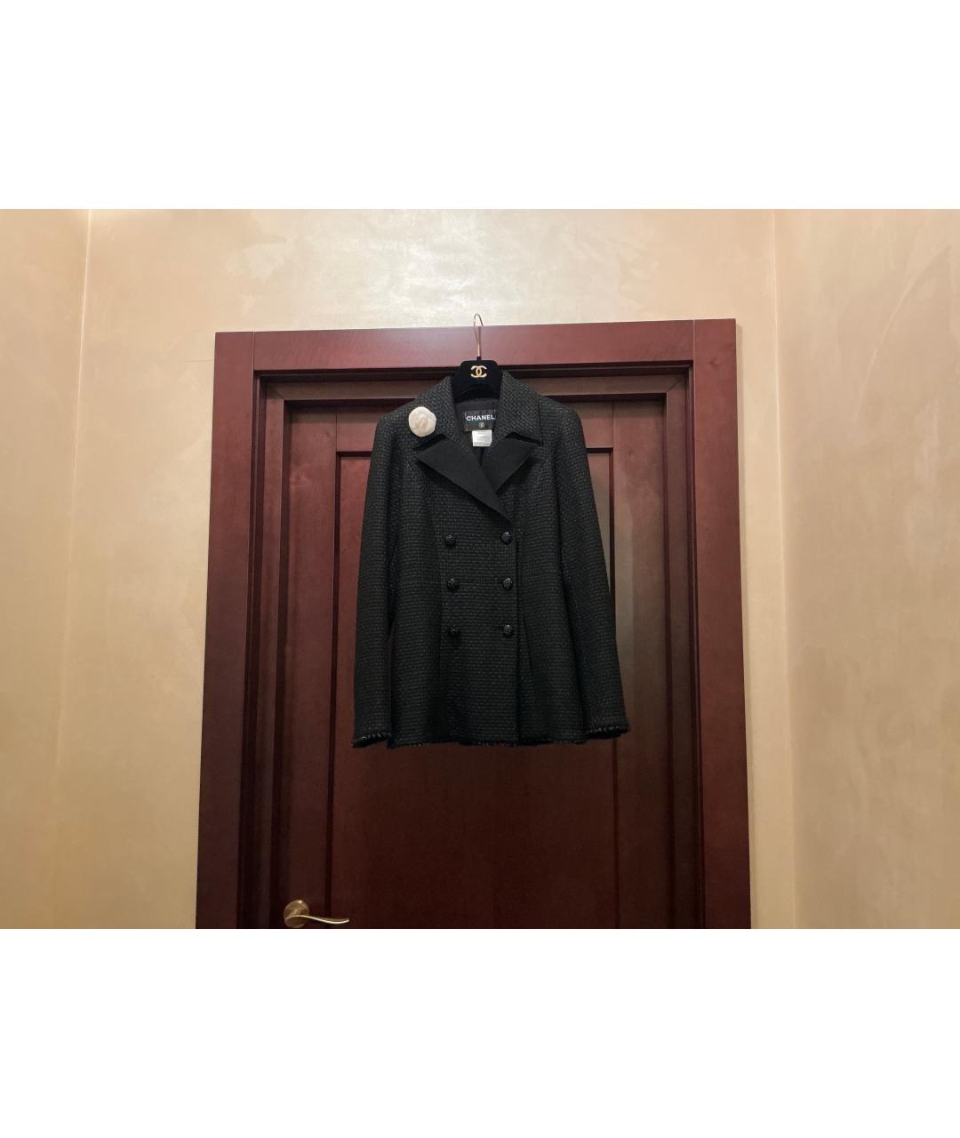 CHANEL Черный твидовый жакет/пиджак, фото 10