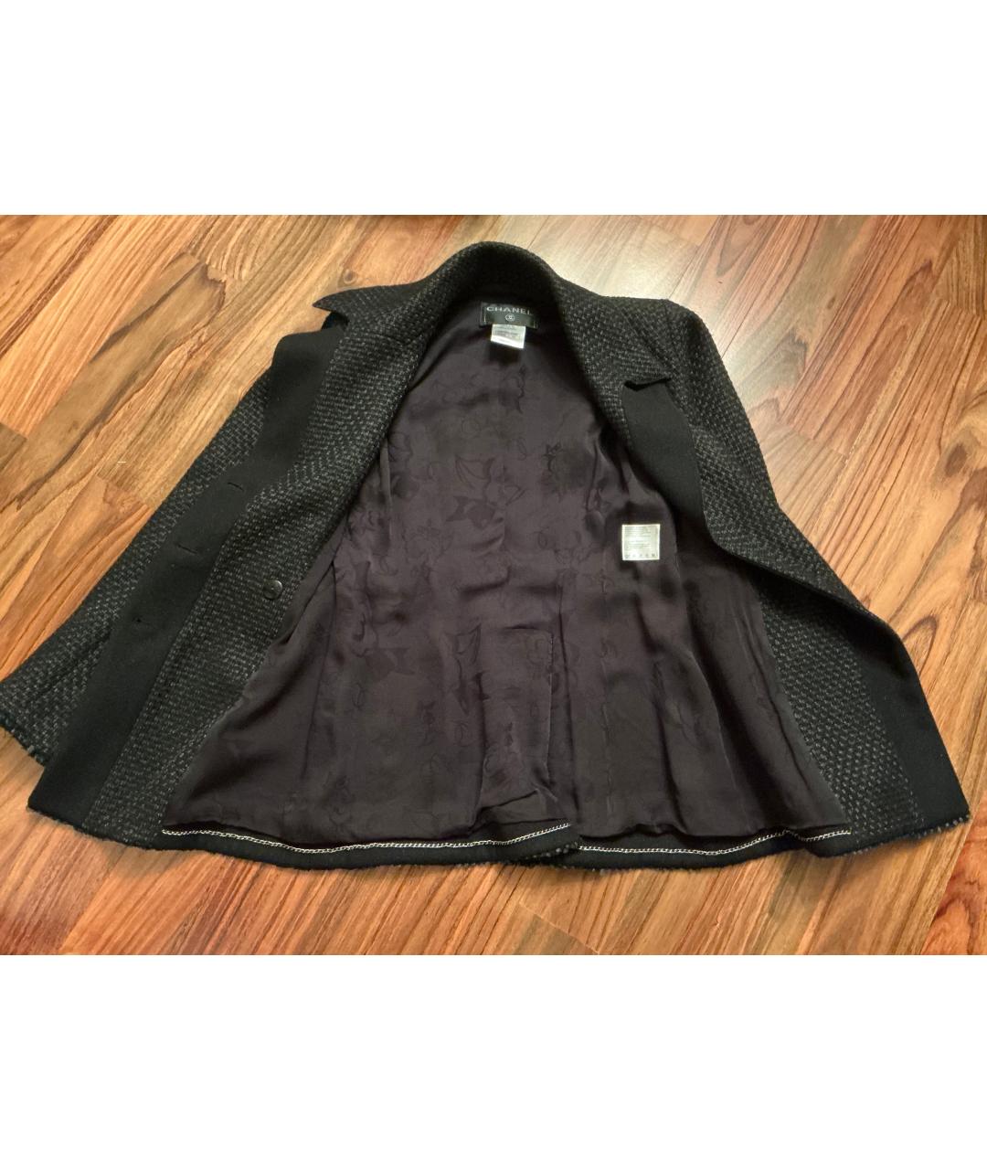 CHANEL Черный твидовый жакет/пиджак, фото 6