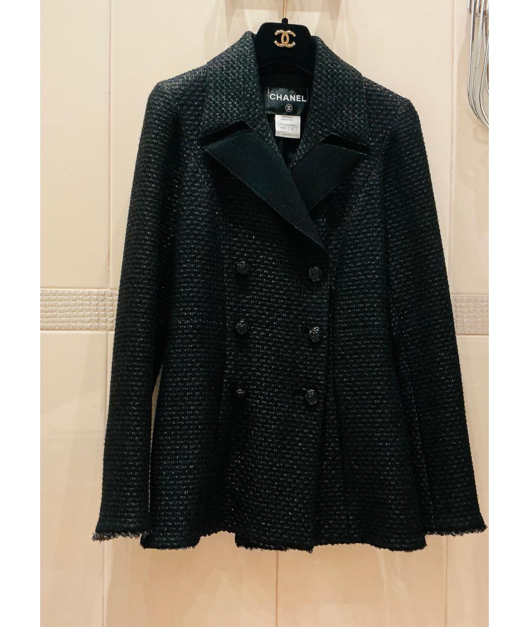 CHANEL Черный твидовый жакет/пиджак, фото 2