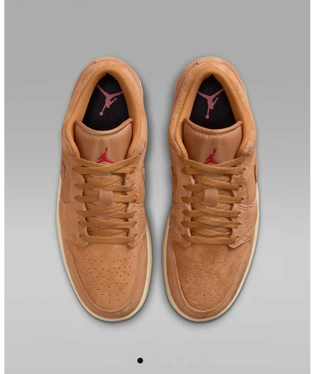 JORDAN Бежевые замшевые низкие кроссовки / кеды, фото 2