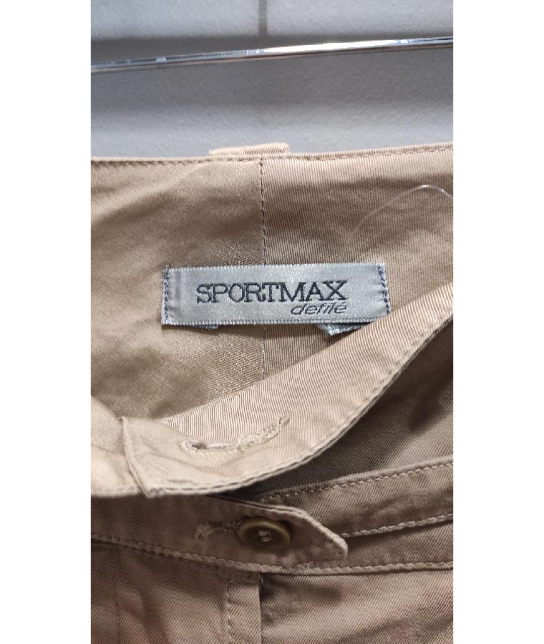SPORTMAX Бежевая хлопковая юбка-шорты, фото 3