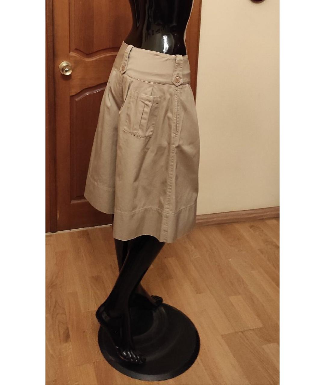 SPORTMAX Бежевая хлопковая юбка-шорты, фото 6