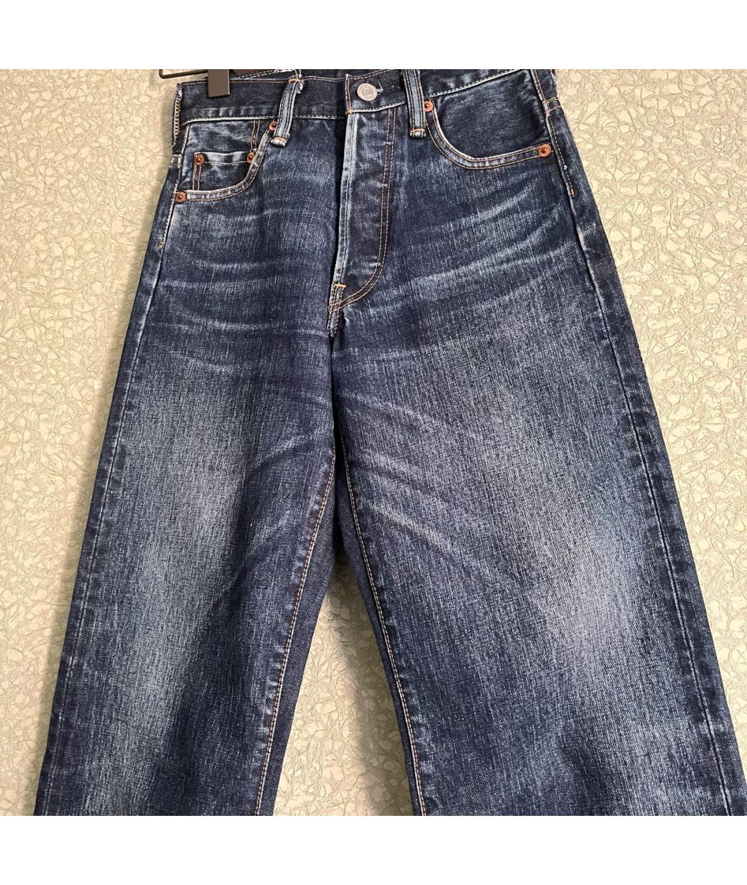 Y-3 Голубые хлопковые прямые джинсы, фото 5