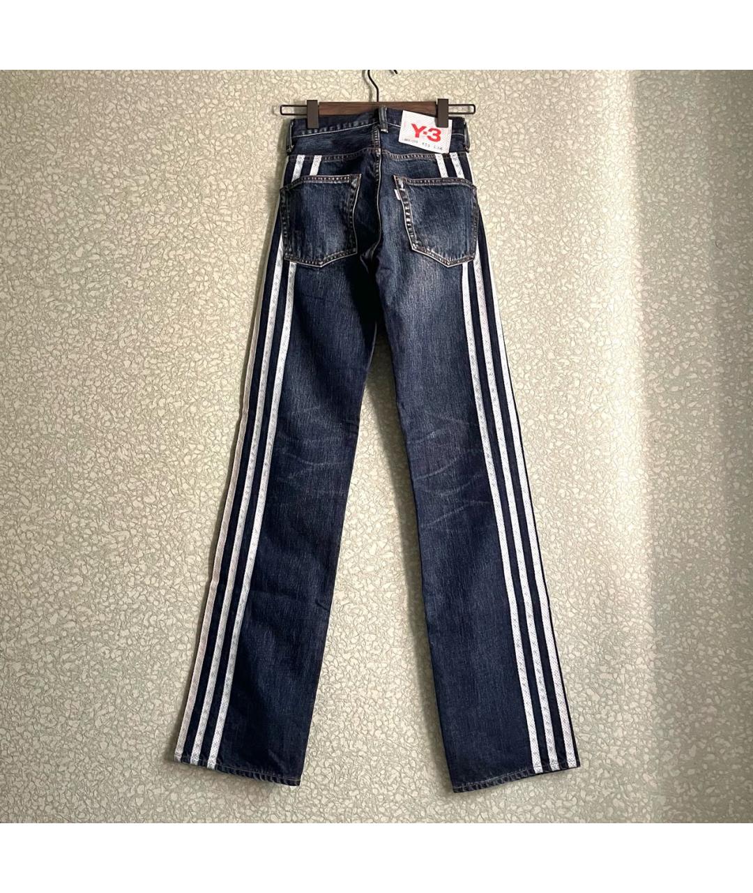 Y-3 Голубые хлопковые прямые джинсы, фото 9