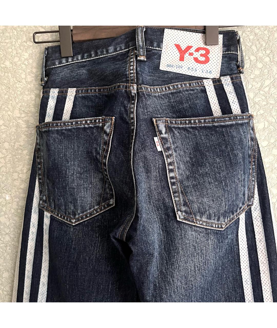 Y-3 Голубые хлопковые прямые джинсы, фото 3