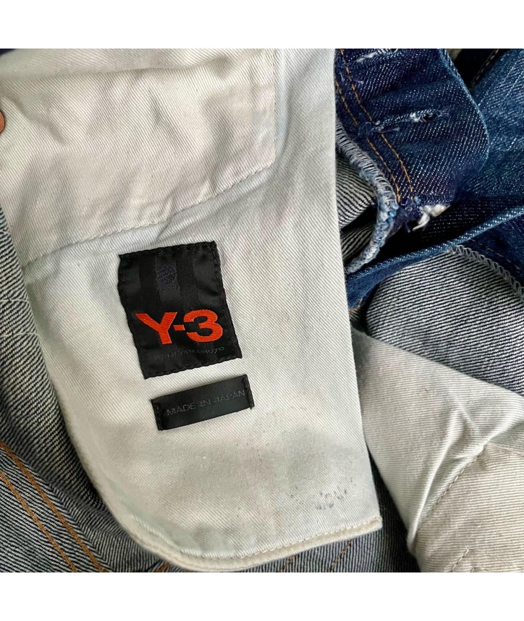 Y-3 Голубые хлопковые прямые джинсы, фото 8