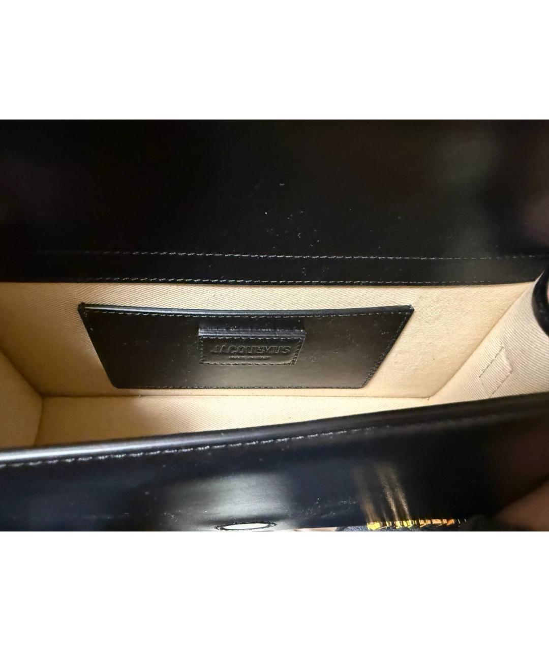 JACQUEMUS Черная кожаная сумка через плечо, фото 4