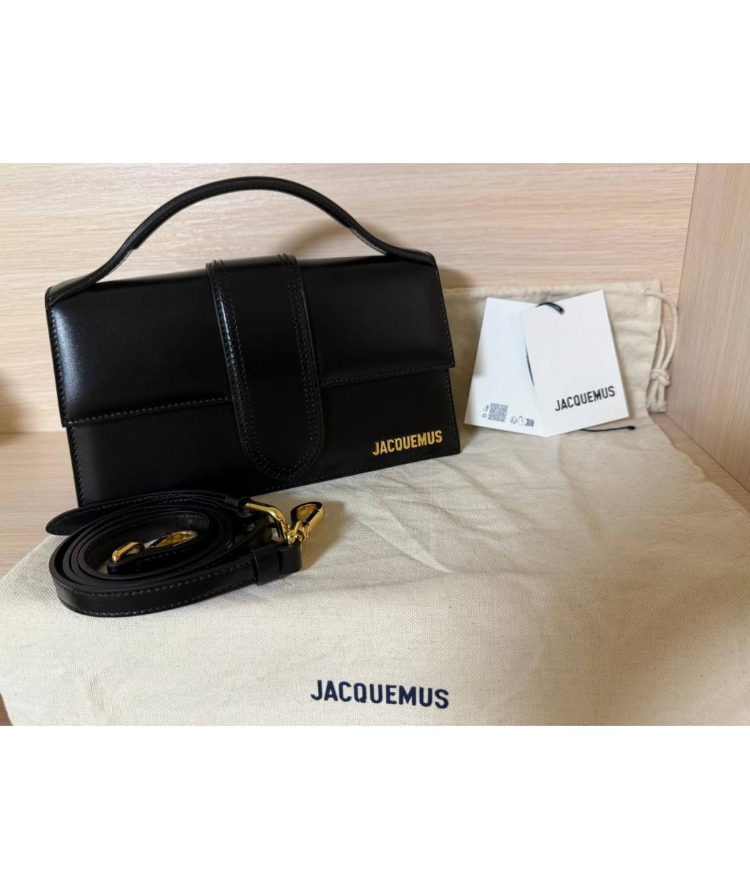 JACQUEMUS Черная кожаная сумка через плечо, фото 2