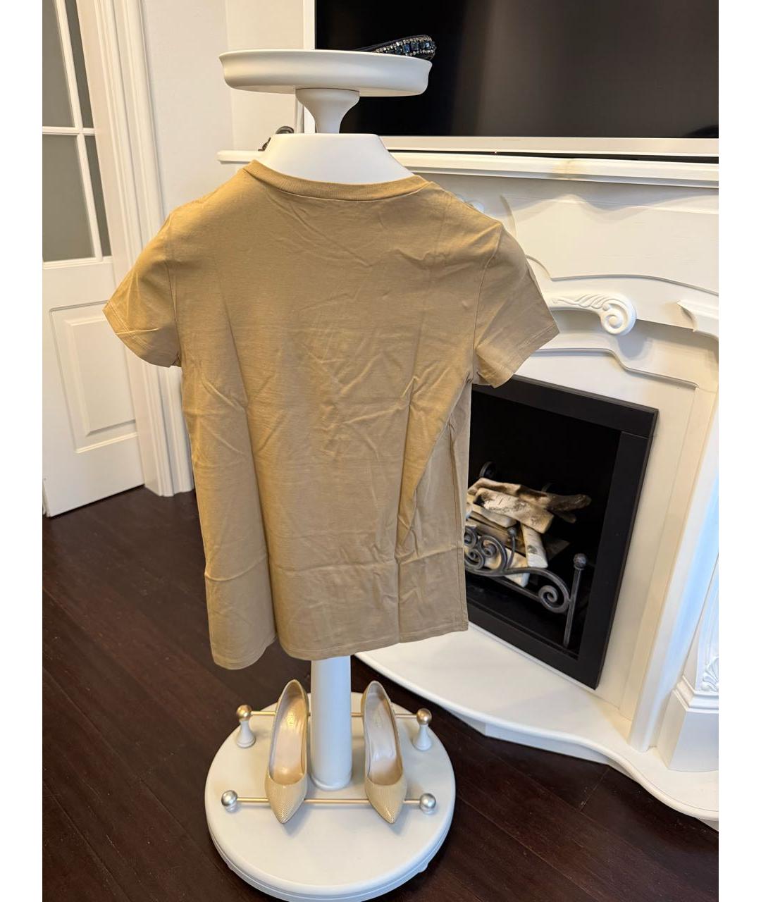MAX MARA Коричневая хлопковая футболка, фото 3
