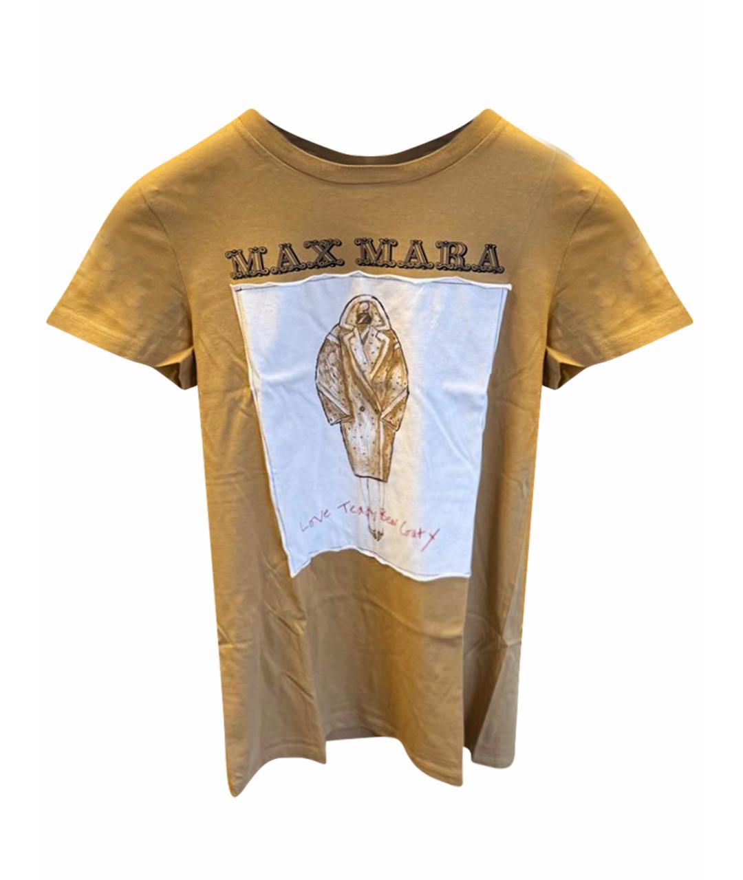 MAX MARA Коричневая хлопковая футболка, фото 1