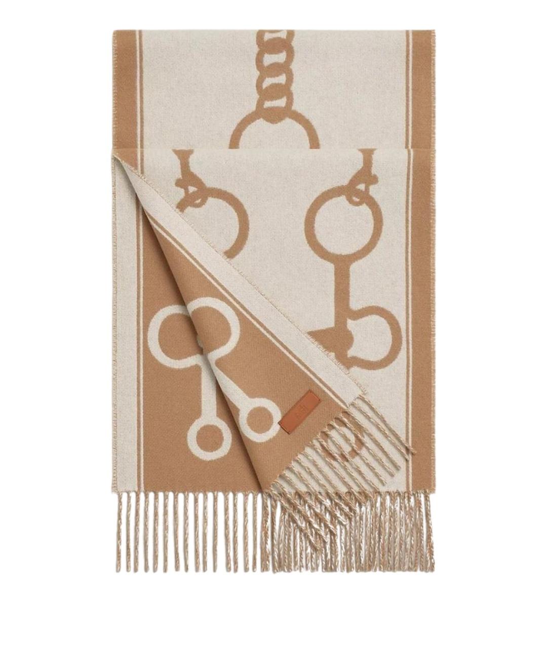 HERMES Бежевый кашемировый шарф, фото 1