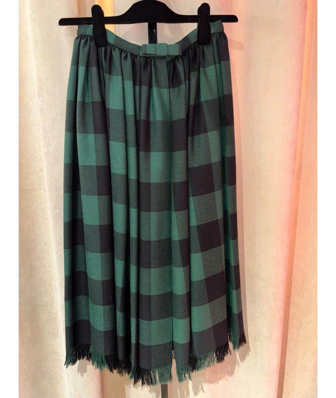 CHRISTIAN DIOR Зеленая шерстяная юбка макси, фото 8