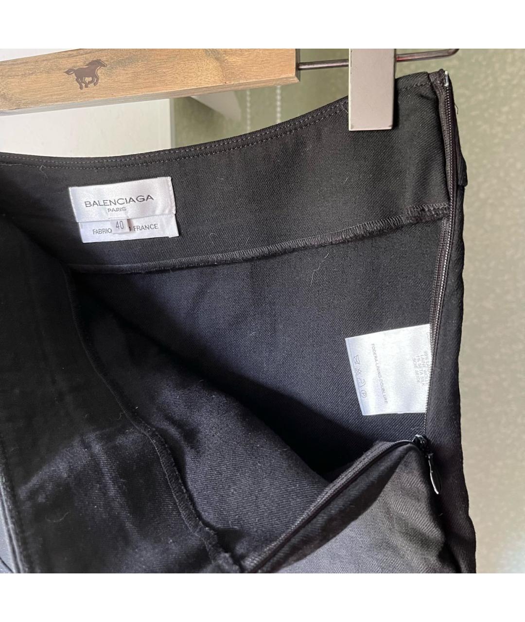 BALENCIAGA Черная шерстяная юбка мини, фото 6