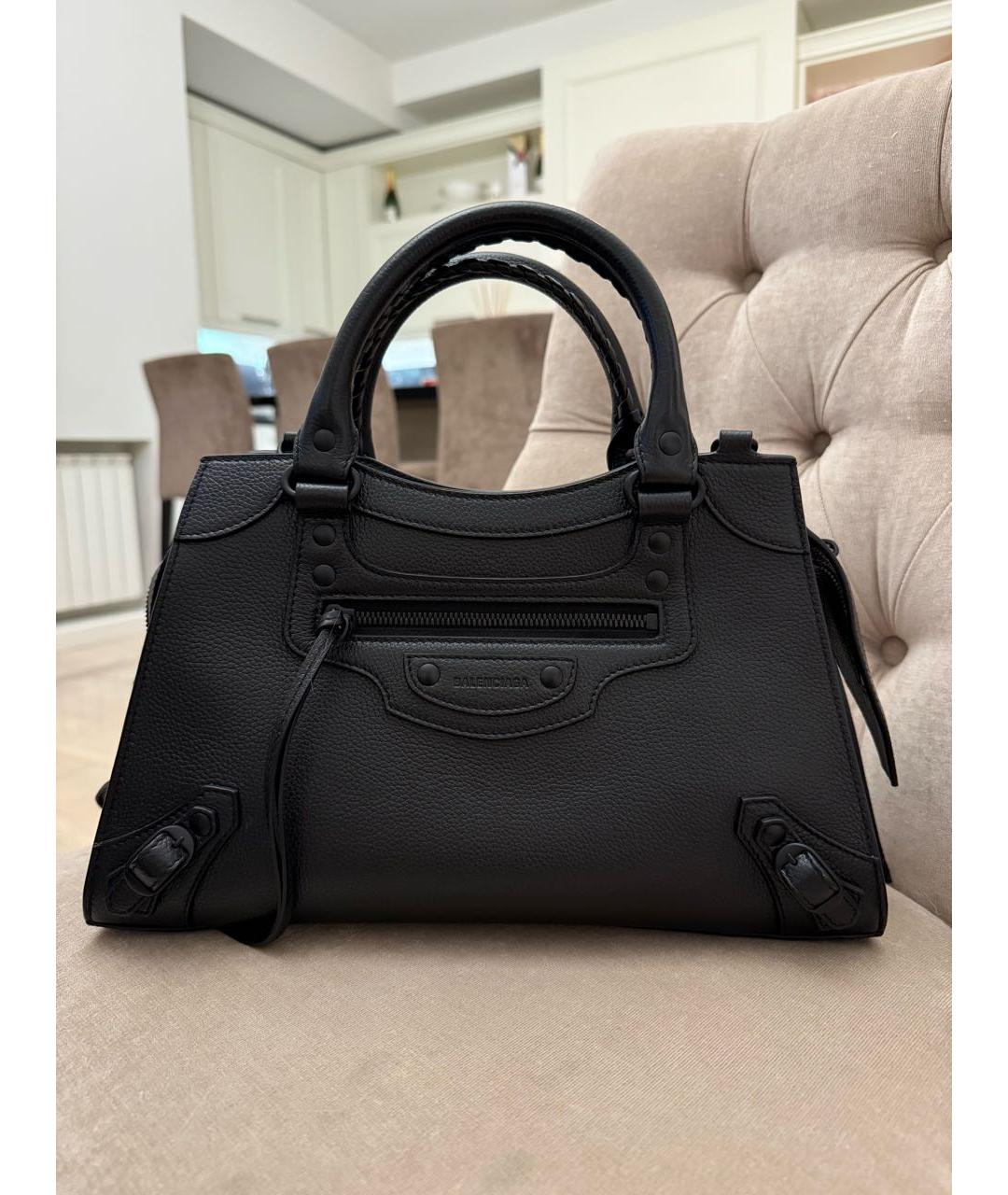 BALENCIAGA Черная кожаная сумка с короткими ручками, фото 8