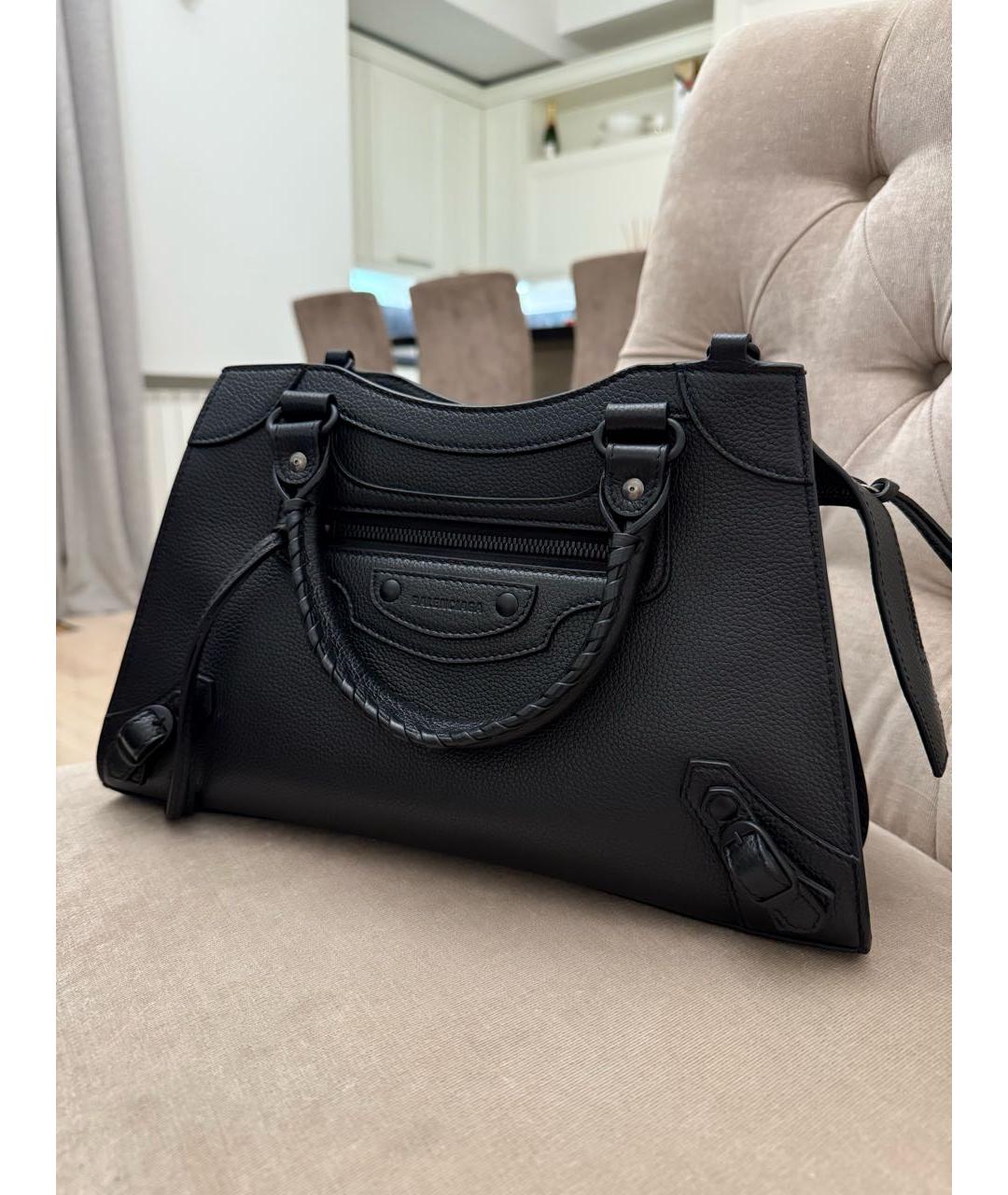 BALENCIAGA Черная кожаная сумка с короткими ручками, фото 2