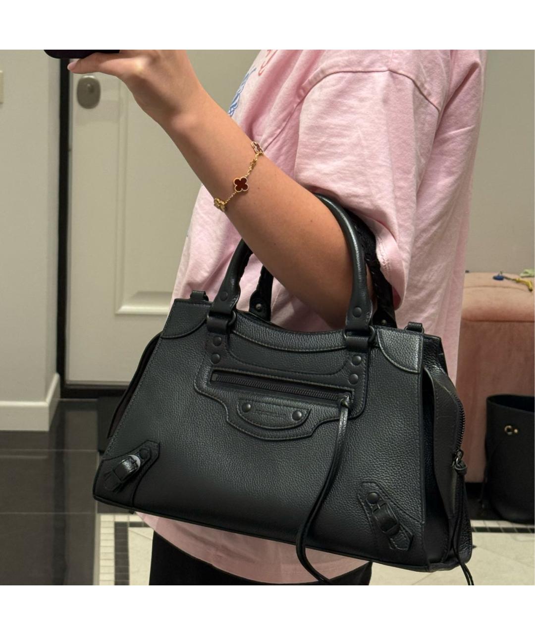 BALENCIAGA Черная кожаная сумка с короткими ручками, фото 7