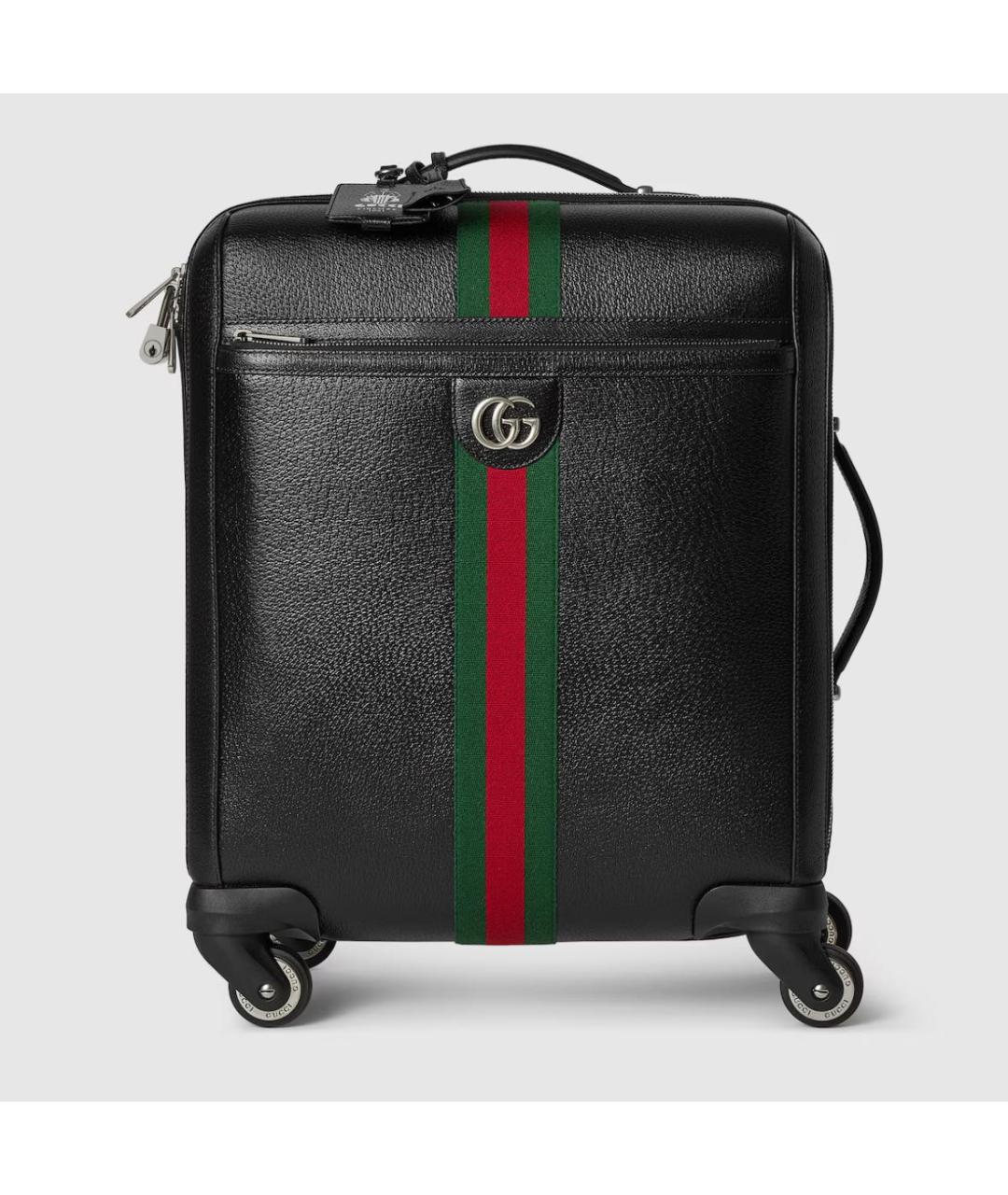 GUCCI Черный кожаный чемодан, фото 6