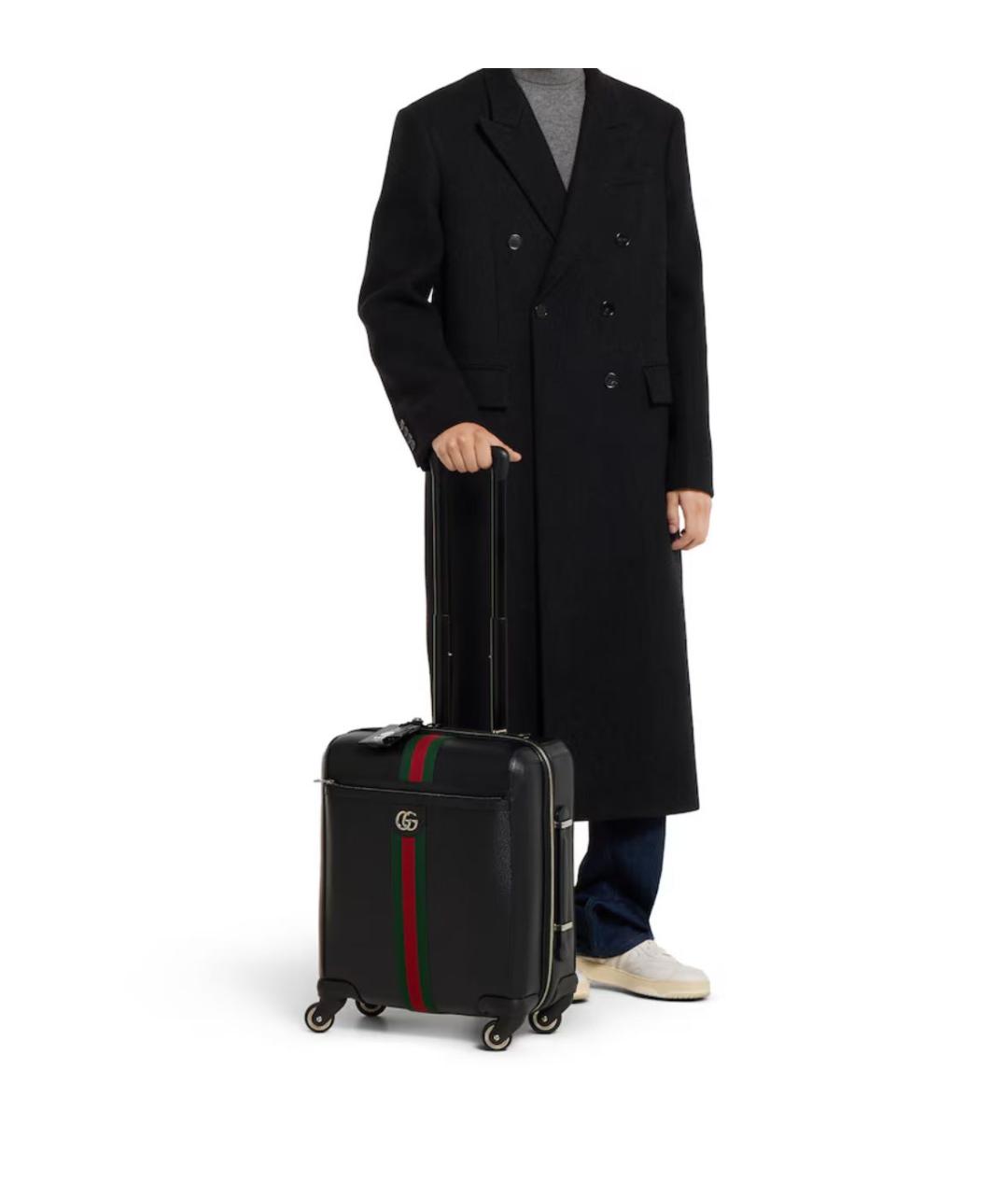 GUCCI Черный кожаный чемодан, фото 3