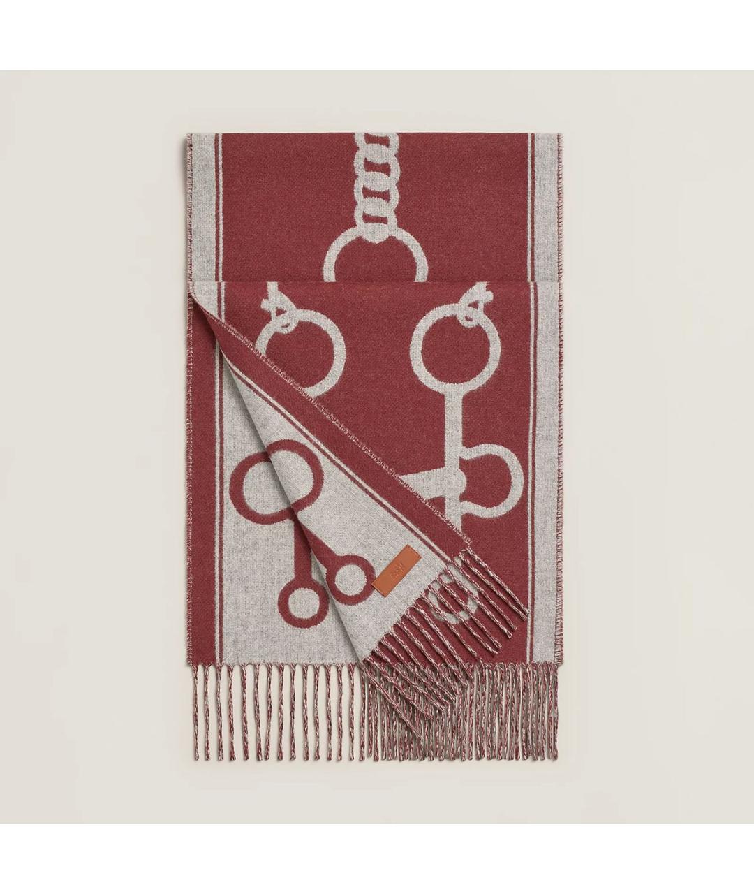 HERMES Красный кашемировый шарф, фото 4