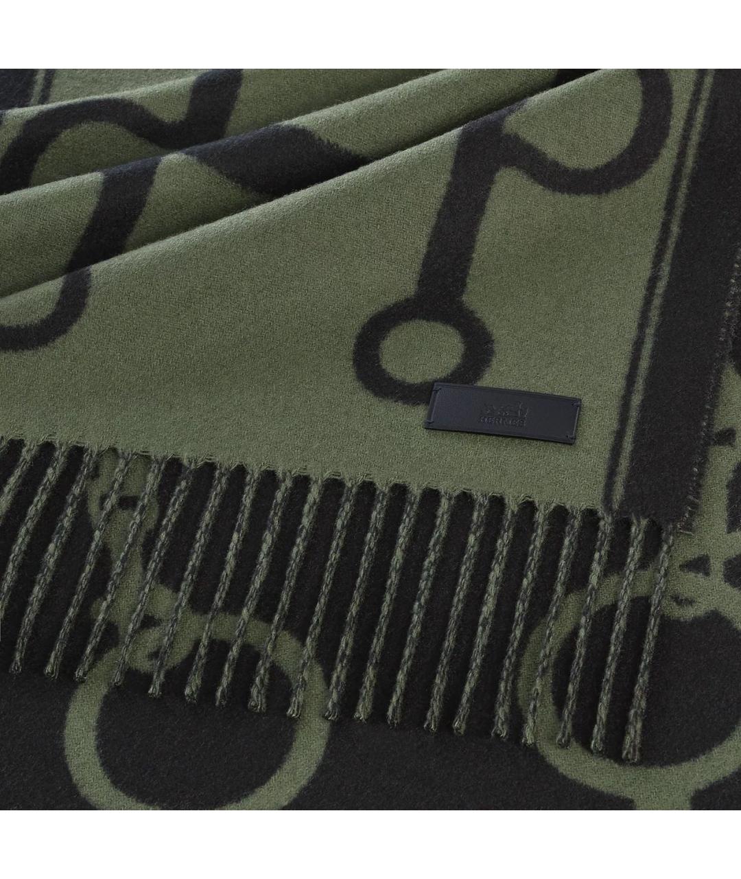 HERMES Зеленый кашемировый шарф, фото 2