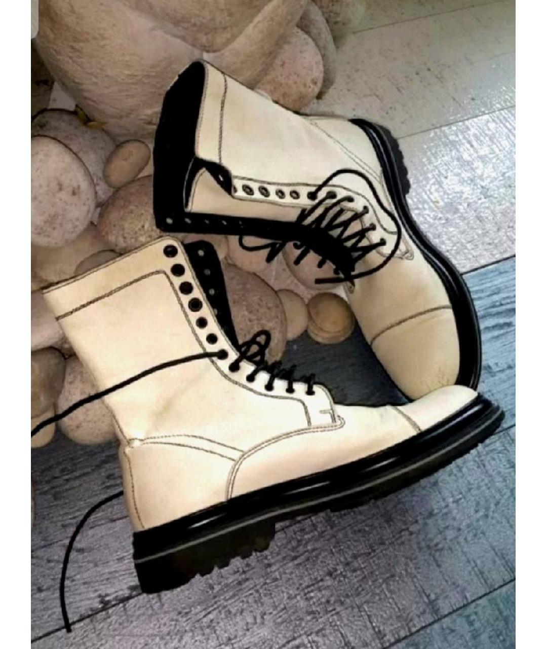 EMPORIO ARMANI Белые кожаные высокие ботинки, фото 5