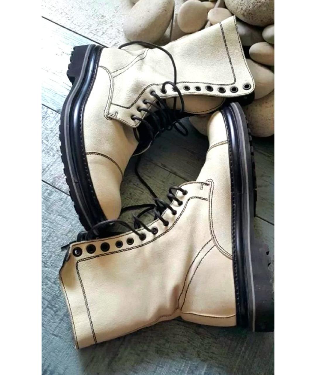 EMPORIO ARMANI Белые кожаные высокие ботинки, фото 2