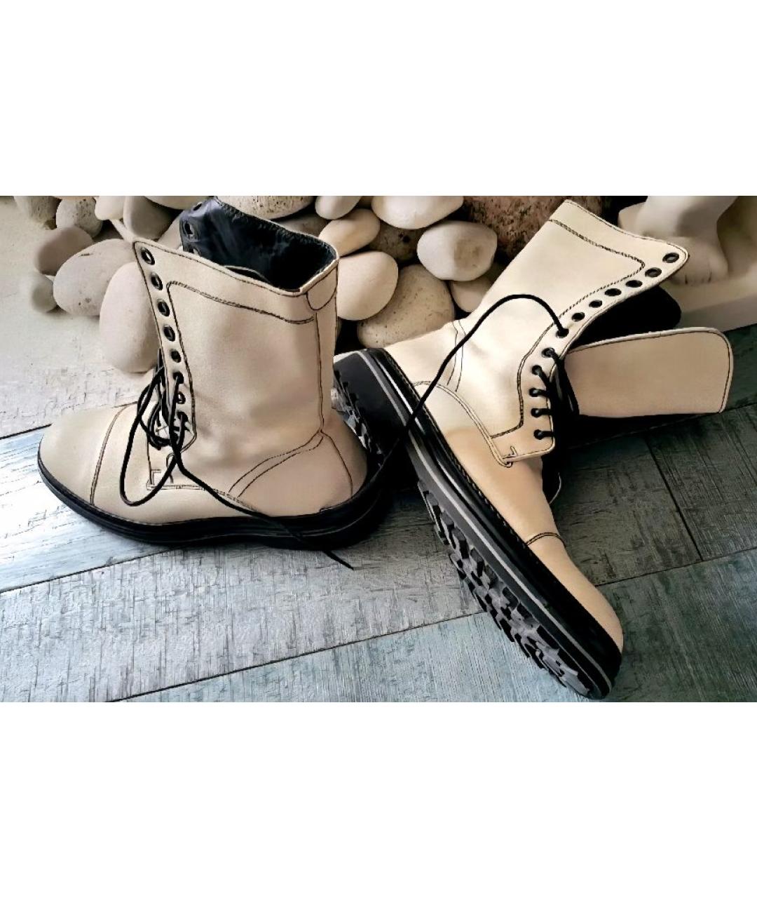 EMPORIO ARMANI Белые кожаные высокие ботинки, фото 3