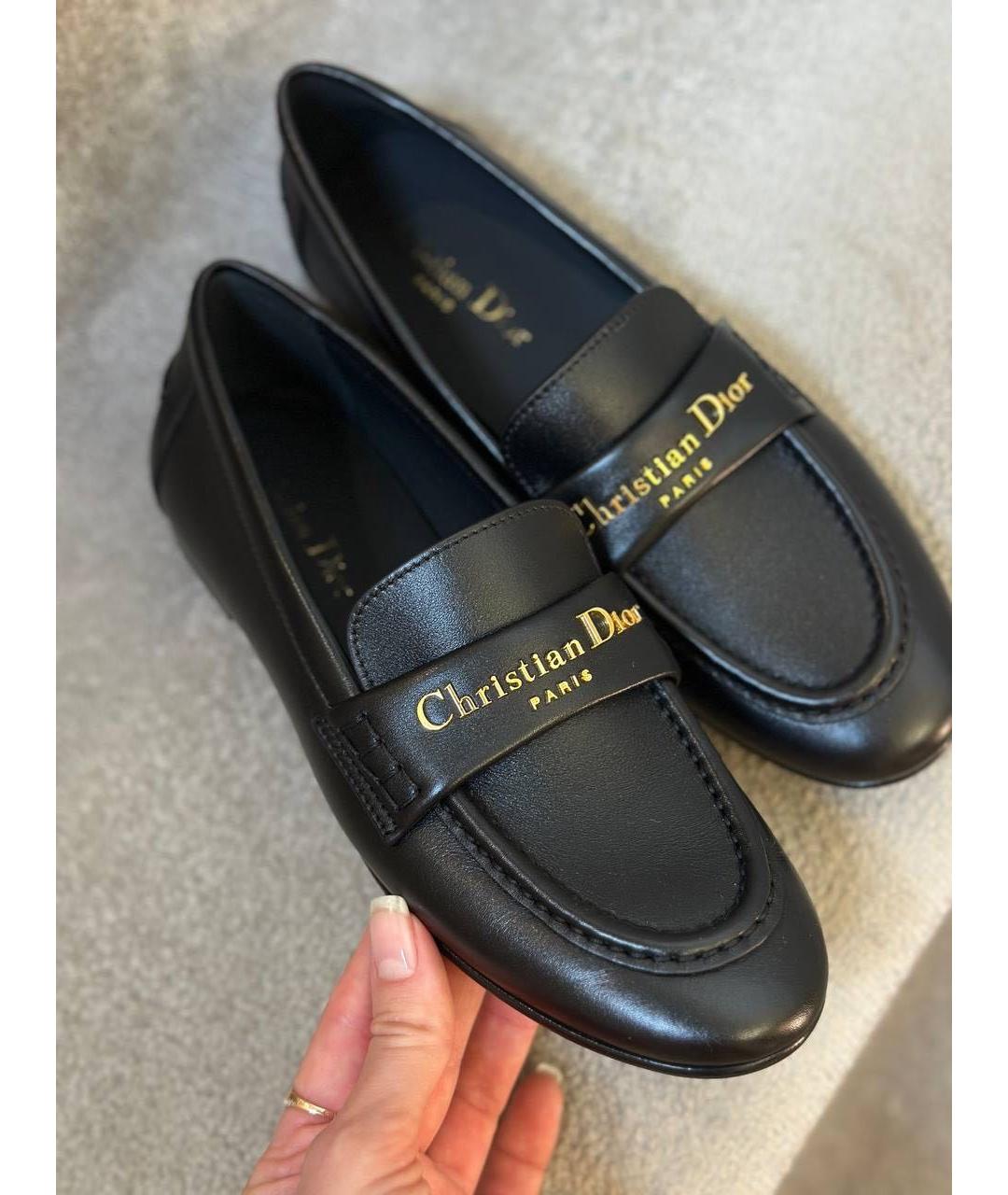 CHRISTIAN DIOR Черные кожаные лоферы, фото 3