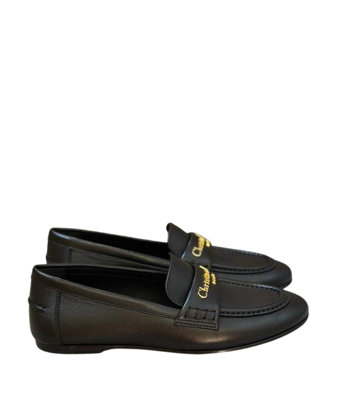 CHRISTIAN DIOR Черные кожаные лоферы, фото 1