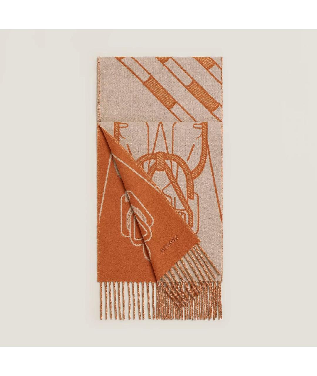 HERMES Оранжевый кашемировый шарф, фото 3